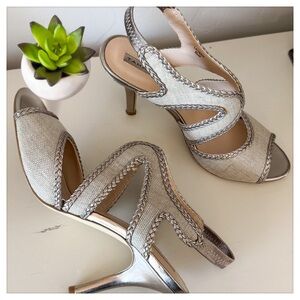 Tahari Silver Gold  and Cream Women's Heels